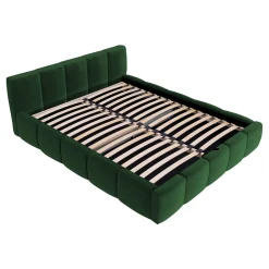 Letto matrimoniale 160x200cm con rete contenitore imbottito verde Aluna