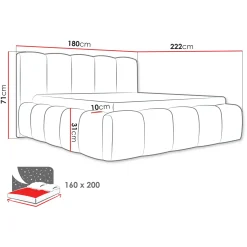 Letto matrimoniale 160x200cm con rete contenitore imbottito tessuto bouclé bianco Aluna