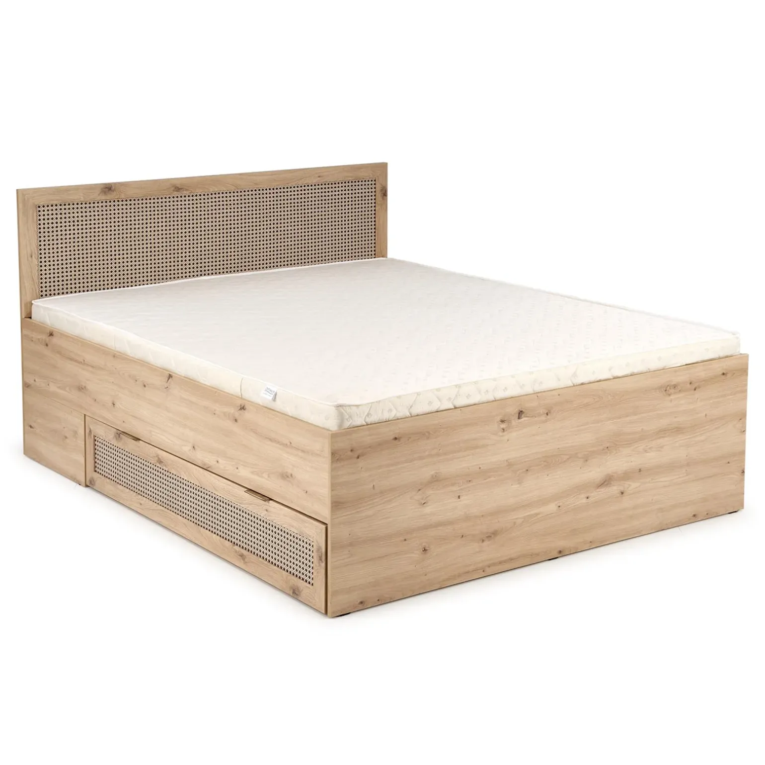 Letto matrimoniale 160x200cm con cassetti contenitore moderno rovere Sombra