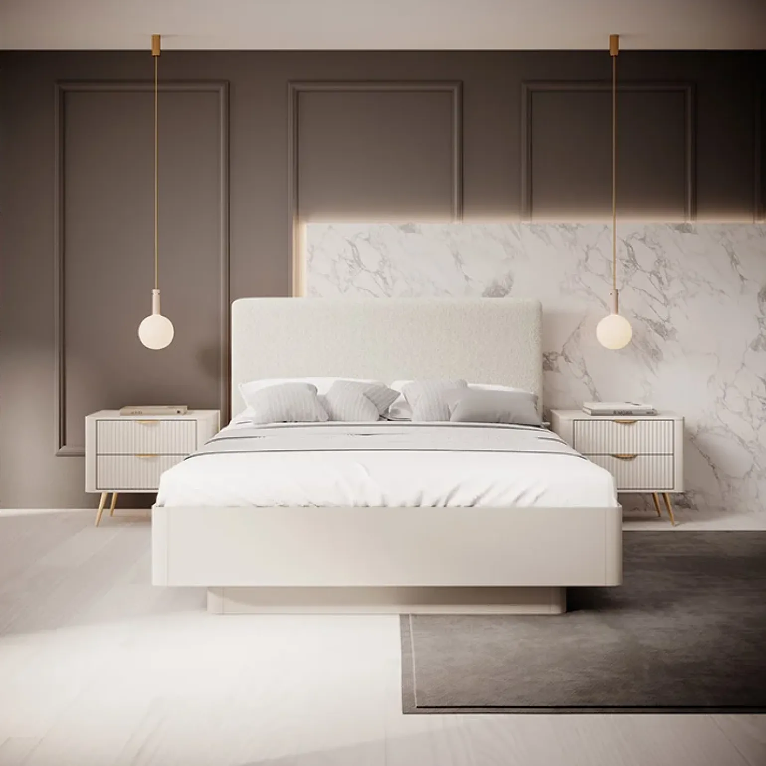 Letto matrimoniale 160x200cm contenitore beige Ramis