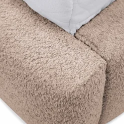 Letto matrimoniale 160x200cm con rete contenitore imbottito tessuto bouclé rosa Aluna