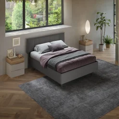 Letto matrimoniale 160x195cm con contenitore imbottito antracite Auden