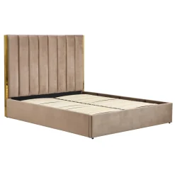 Letto matrimoniale 160x200cm con rete contenitore beige oro Esther