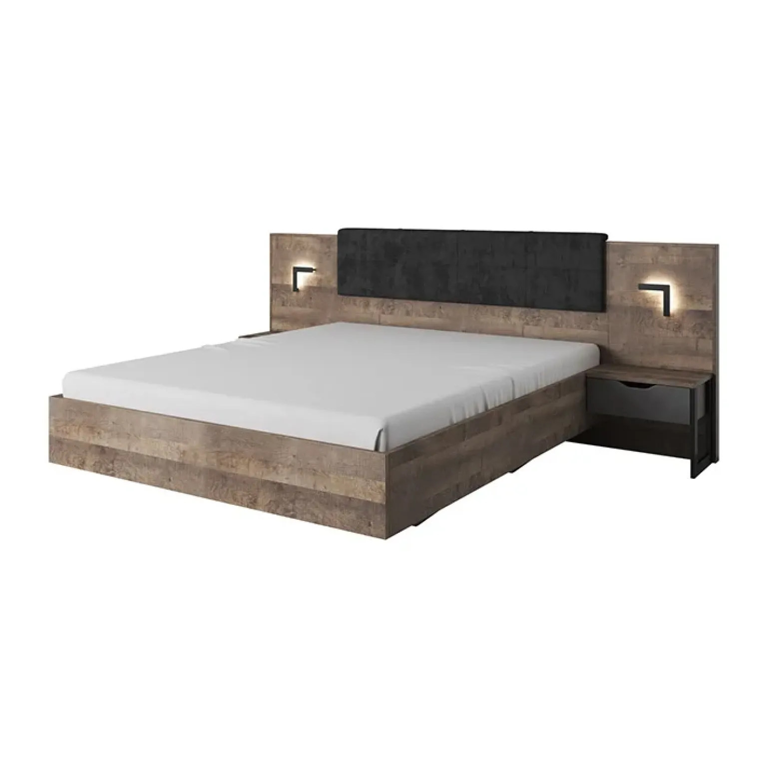 Letto matrimoniale 160x200cm grigio quercia Dable