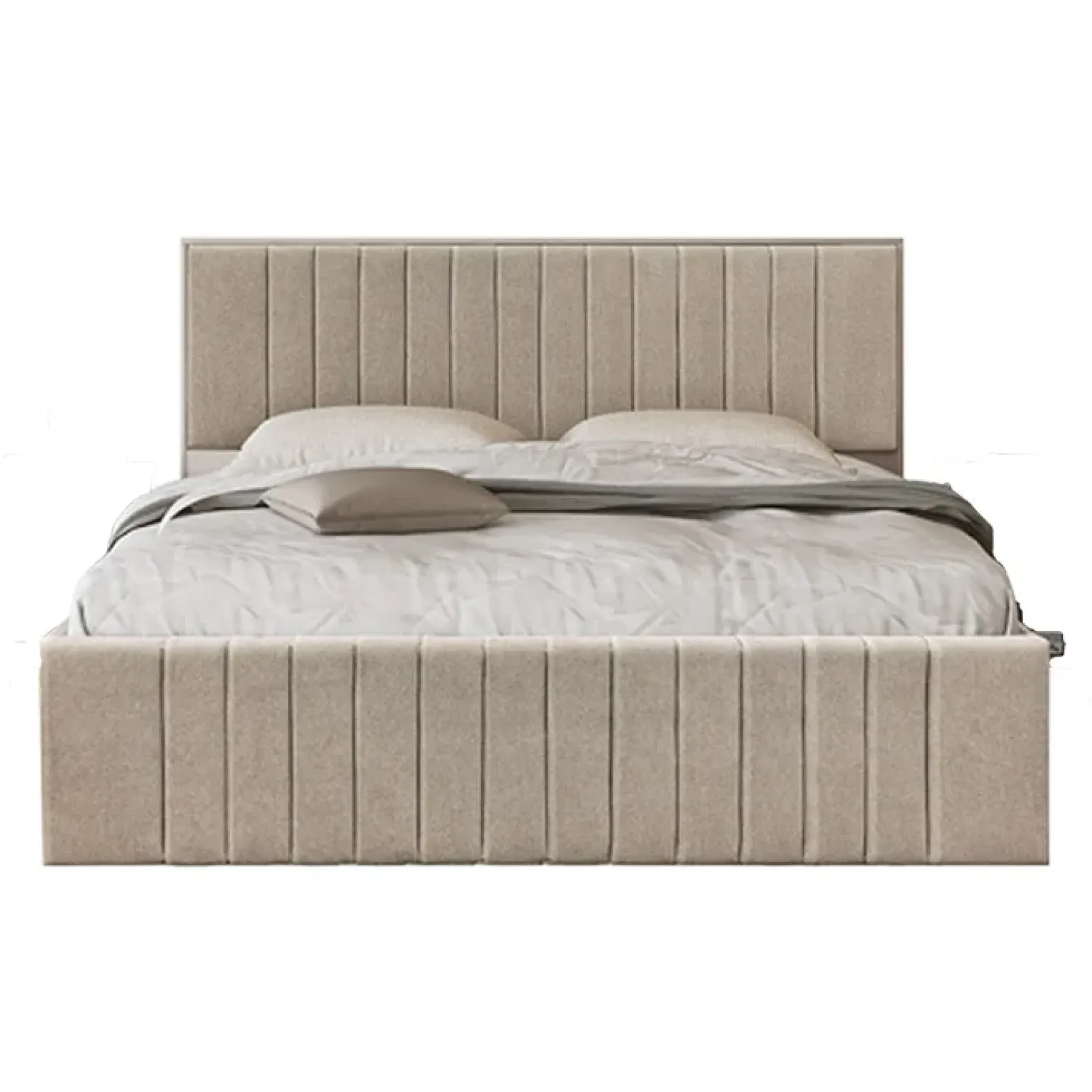 Letto matrimoniale 160x200cm imbottito con contenitore beige Emporio