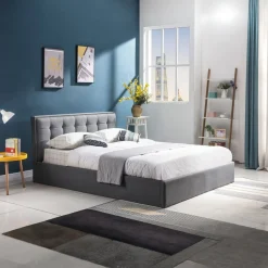 Letto matrimoniale 160x200cm in tessuto contenitore grigio Foser Gihome®