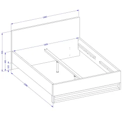 Letto matrimoniale 160x200cm rovere metallo nero industrial Petra