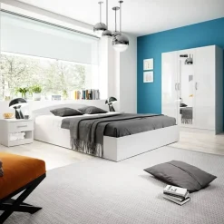Letto matrimoniale 160x200cm standard bianco lucido Roma-Sorrento