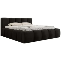 Letto oversize 180x200cm con rete contenitore imbottito nero Aluna
