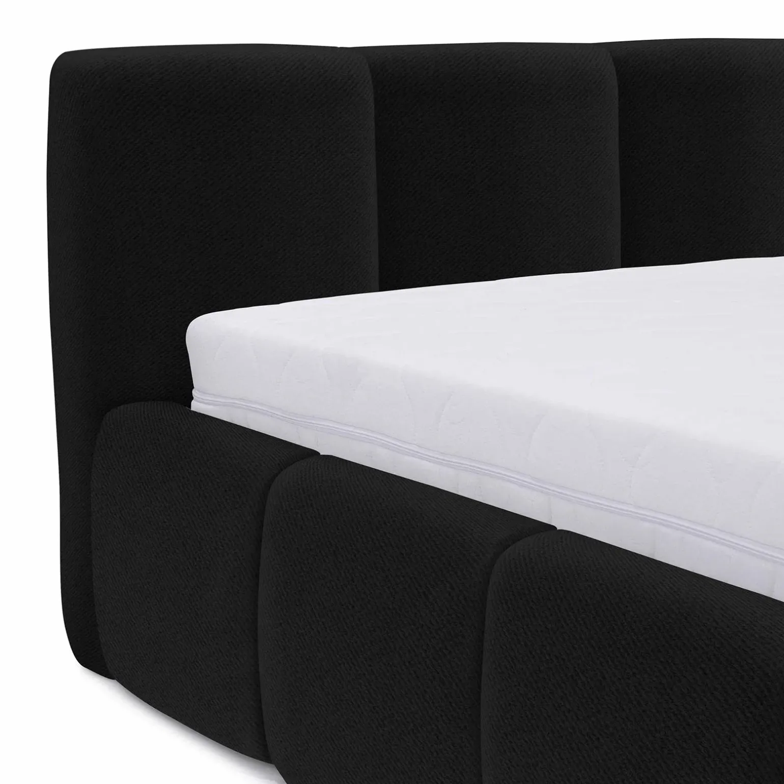 Letto oversize 180x200cm con rete contenitore imbottito nero Aluna