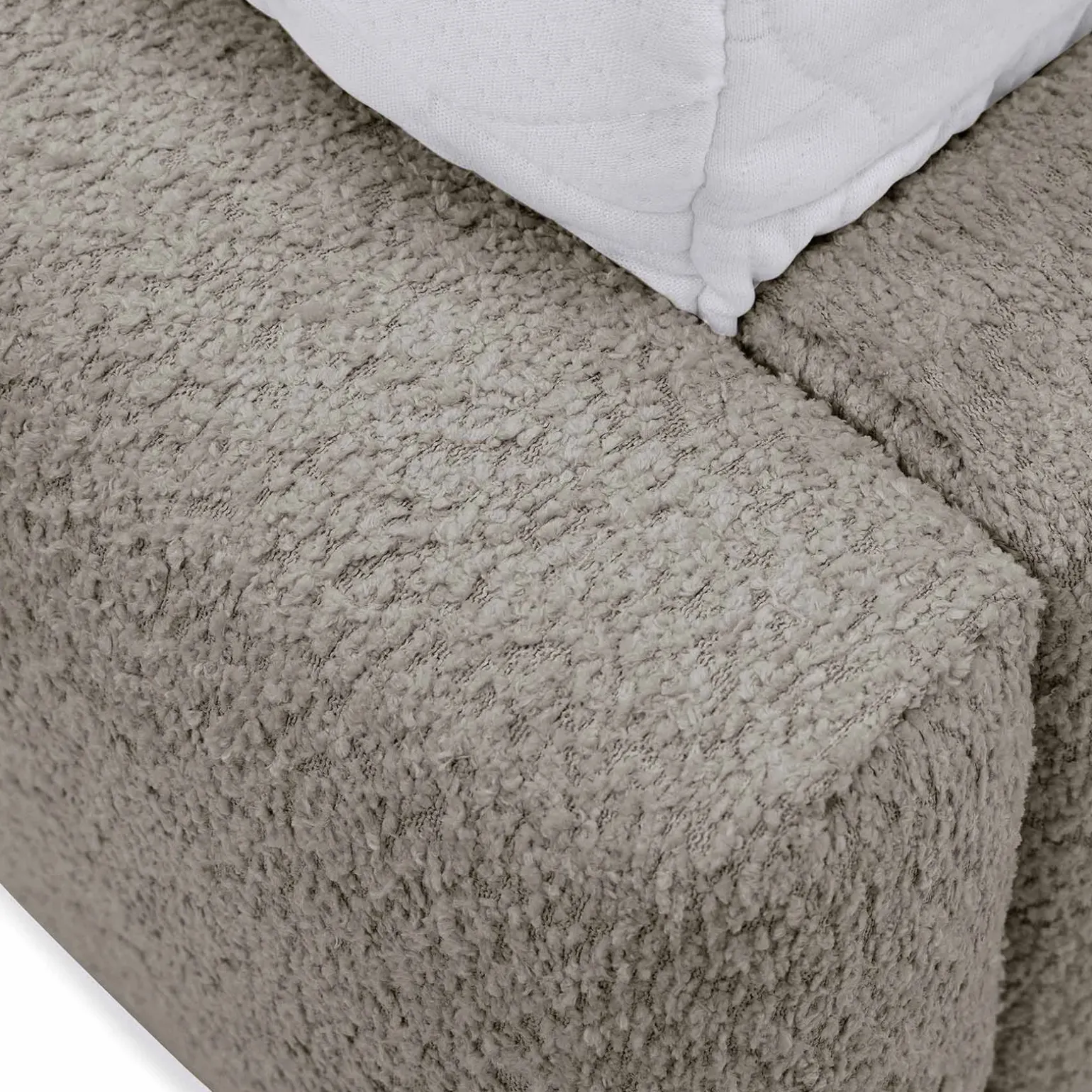 Letto oversize 180x200cm con rete contenitore imbottito tessuto bouclé grigio Aluna