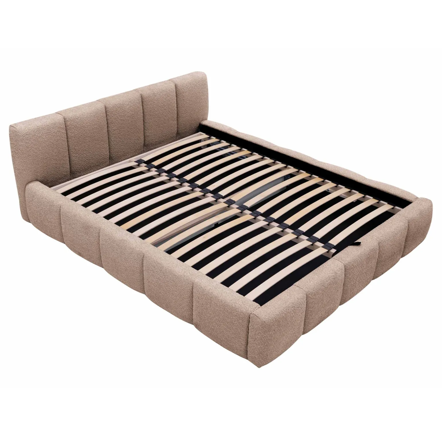 Letto oversize 180x200cm con rete contenitore imbottito tessuto bouclé rosa Aluna