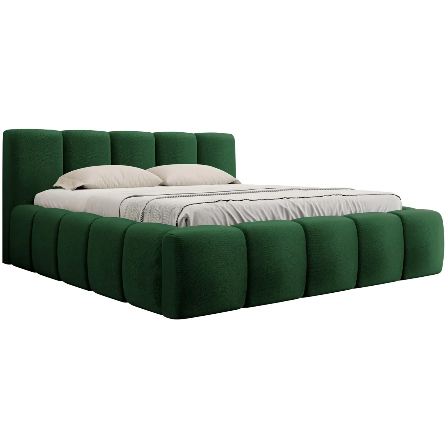 Letto oversize 180x200cm con rete contenitore imbottito verde Aluna