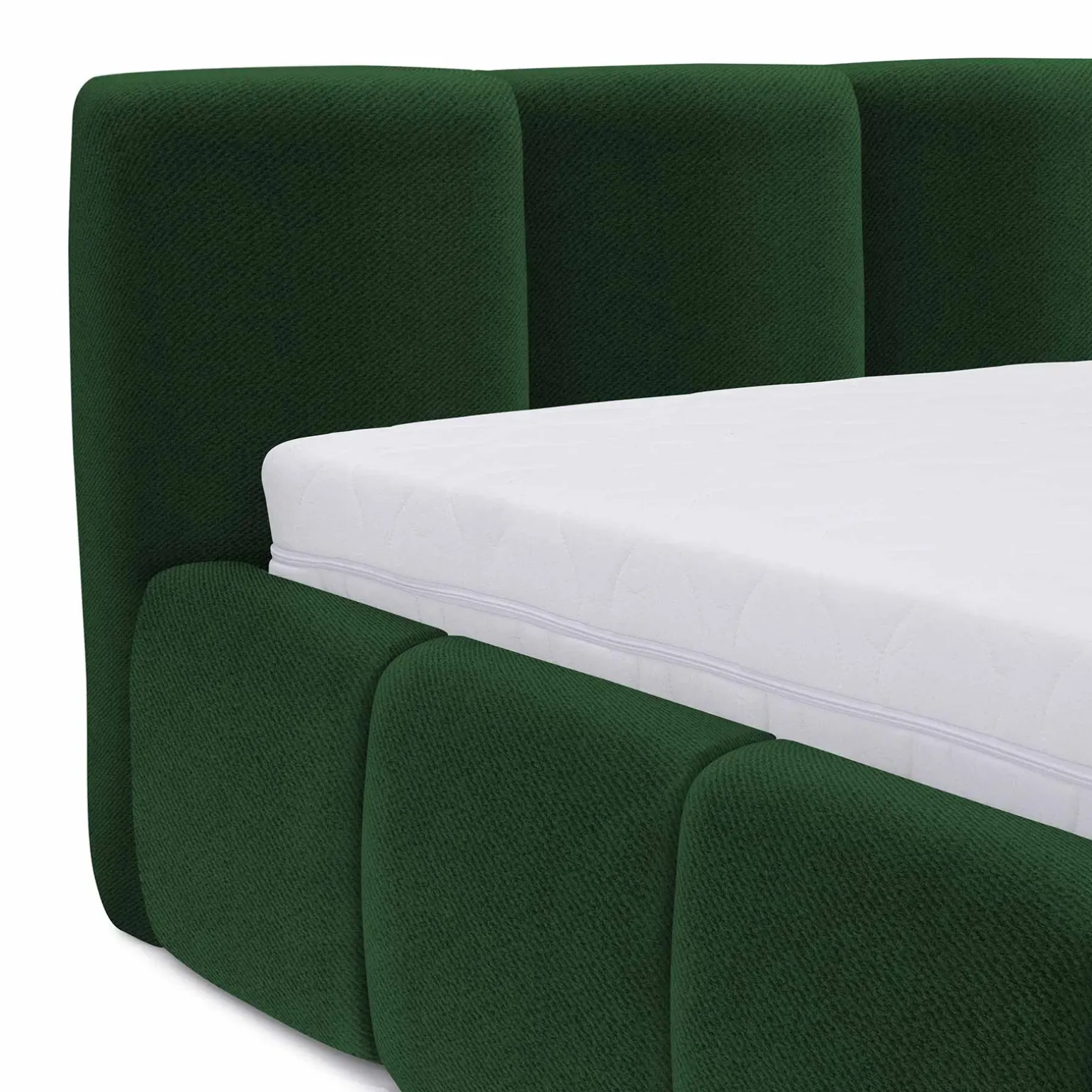 Letto oversize 180x200cm con rete contenitore imbottito verde Aluna