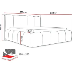 Letto oversize 180x200cm con rete contenitore imbottito tessuto bouclé verde Aluna
