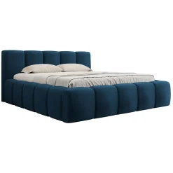 Letto oversize 180x200cm con rete contenitore imbottito blu Aluna