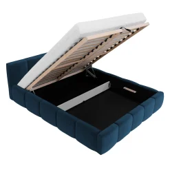 Letto oversize 180x200cm con rete contenitore imbottito blu Aluna