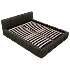 Letto oversize 180x200cm con rete contenitore imbottito tessuto bouclé nero Aluna