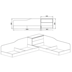 Letto singolo doppio 82x190cm moderno noce Stefano