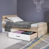 Letto singolo 90x200cm con 2 cassetti rovere bianco opaco Fabrizio