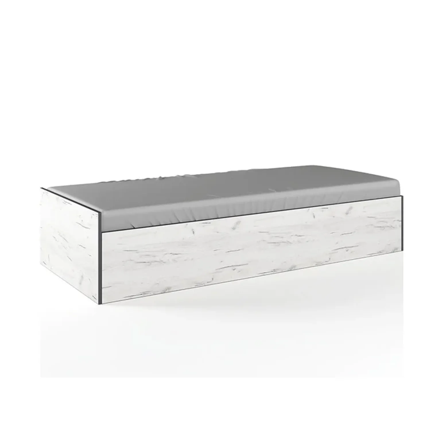 Letto singolo 90x200cm contenitore bianco rustico grigio Zadar