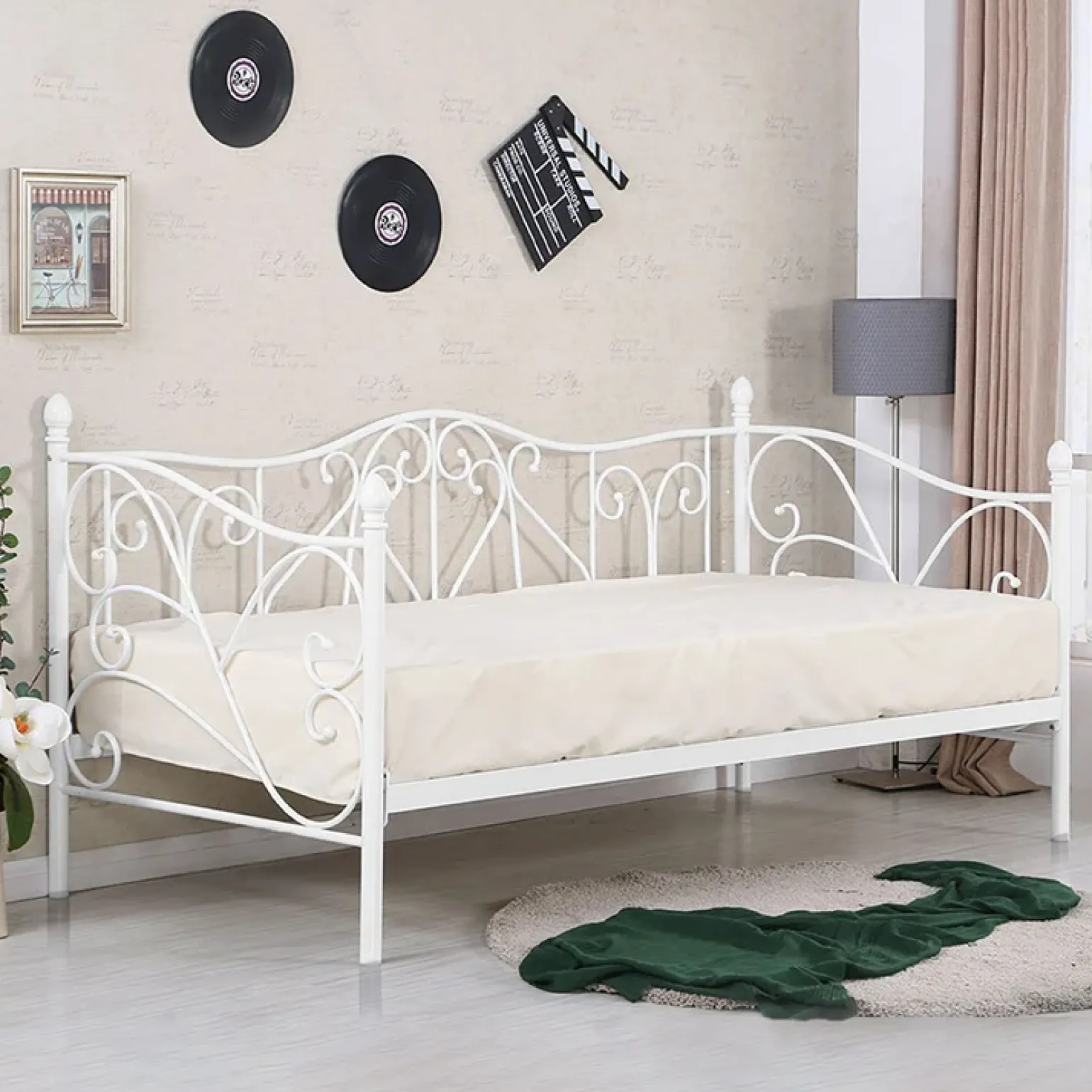 Letto singolo 90x200cm moderno con testiera bianco Azahara