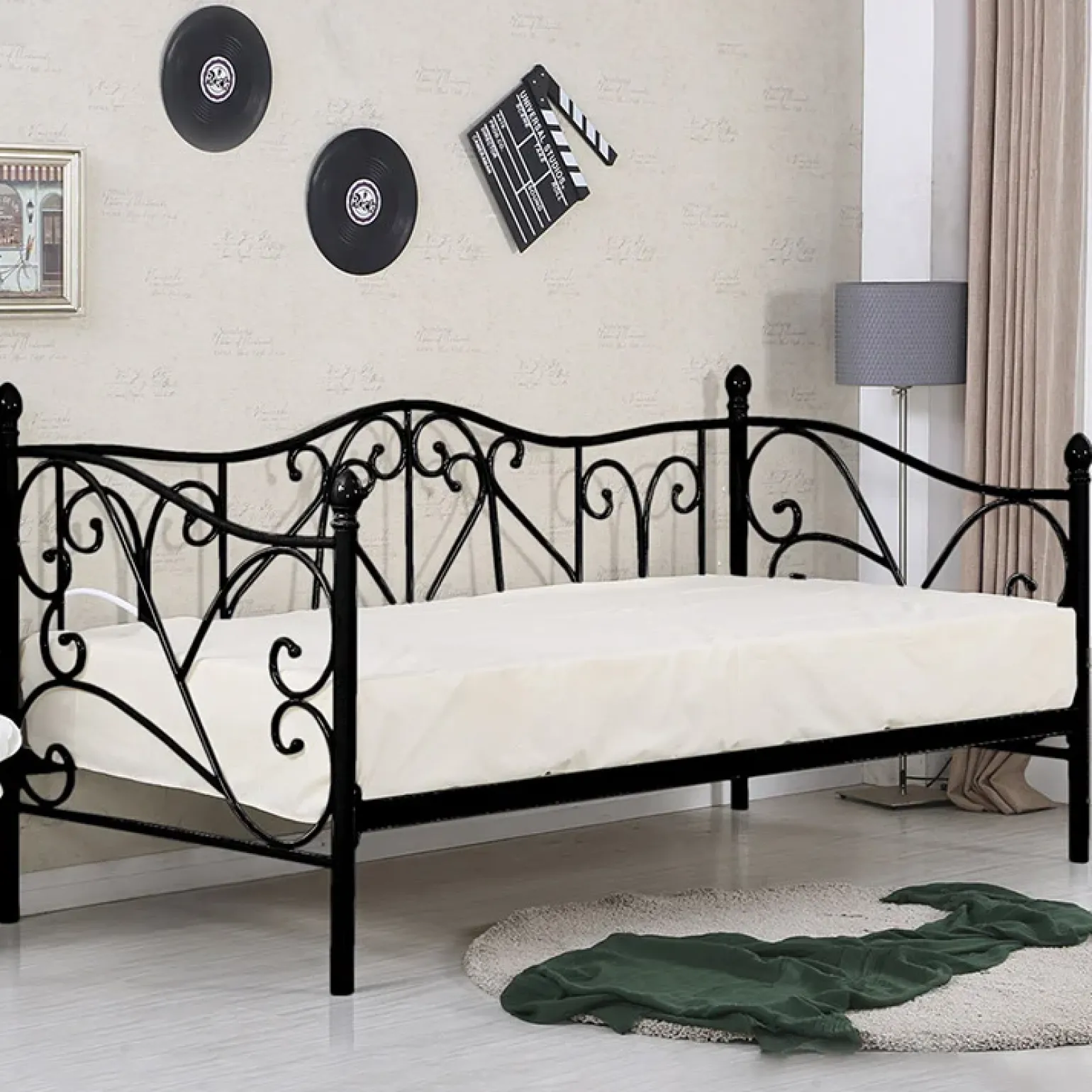 Letto singolo 90x200cm moderno con testiera nero Azahara