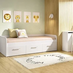 Letto singolo 90x190cm per bambini legno bianco 3 cassetti Alvaro