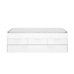 Letto singolo 90x190cm per bambini legno bianco letto estraibile 3 cassetti Domingo
