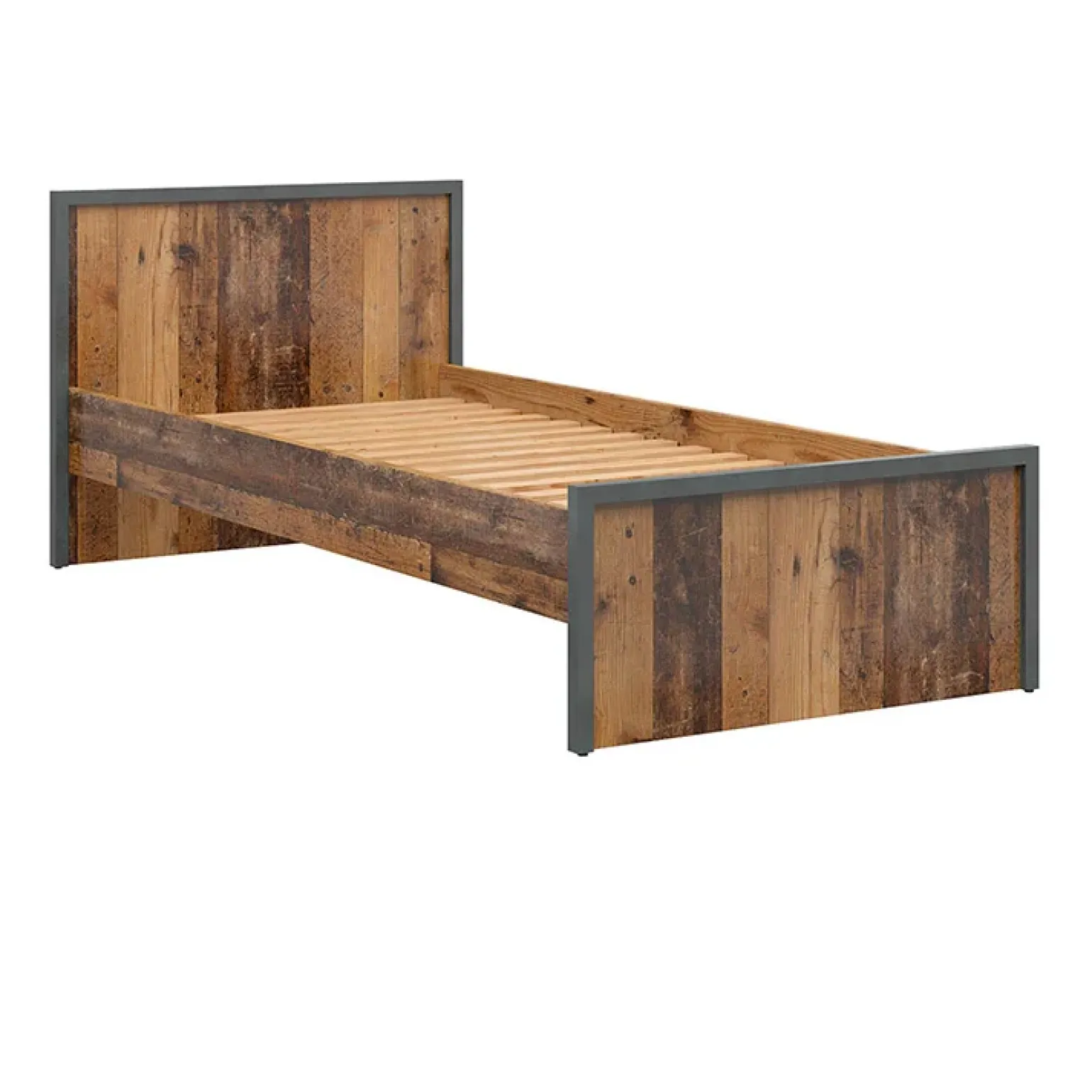 Letto singolo 90x200cm stile soft rovere scuro nero Urbania