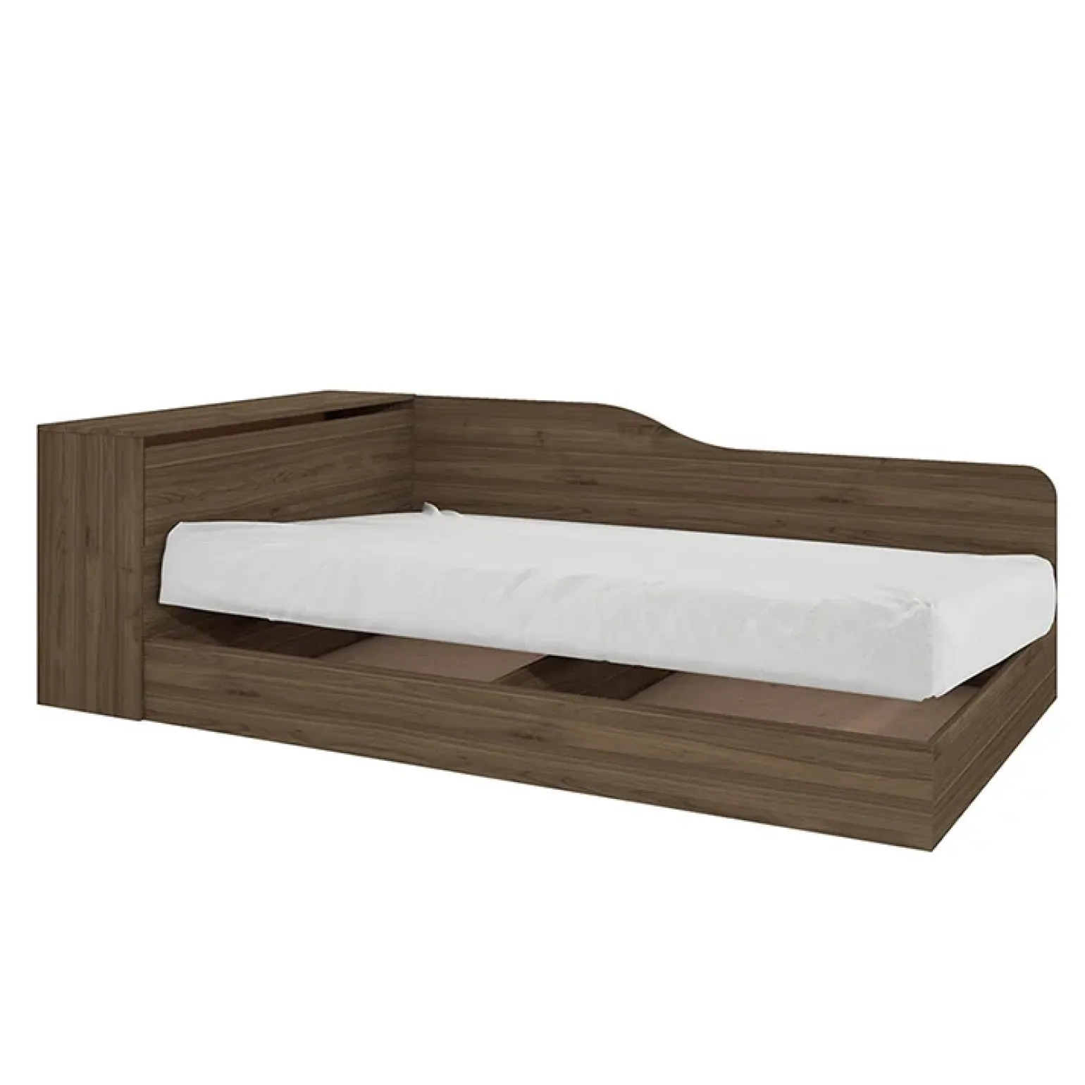 Letto una piazza e mezza contenitore 120x190cm con comò noce Joel