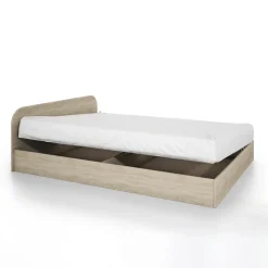 Letto 140x190cm alla francese contenitore moderno rovere sonoma Carrisi