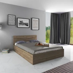 Letto 140x200cm alla francese contenitore noce Camilla Gihome®