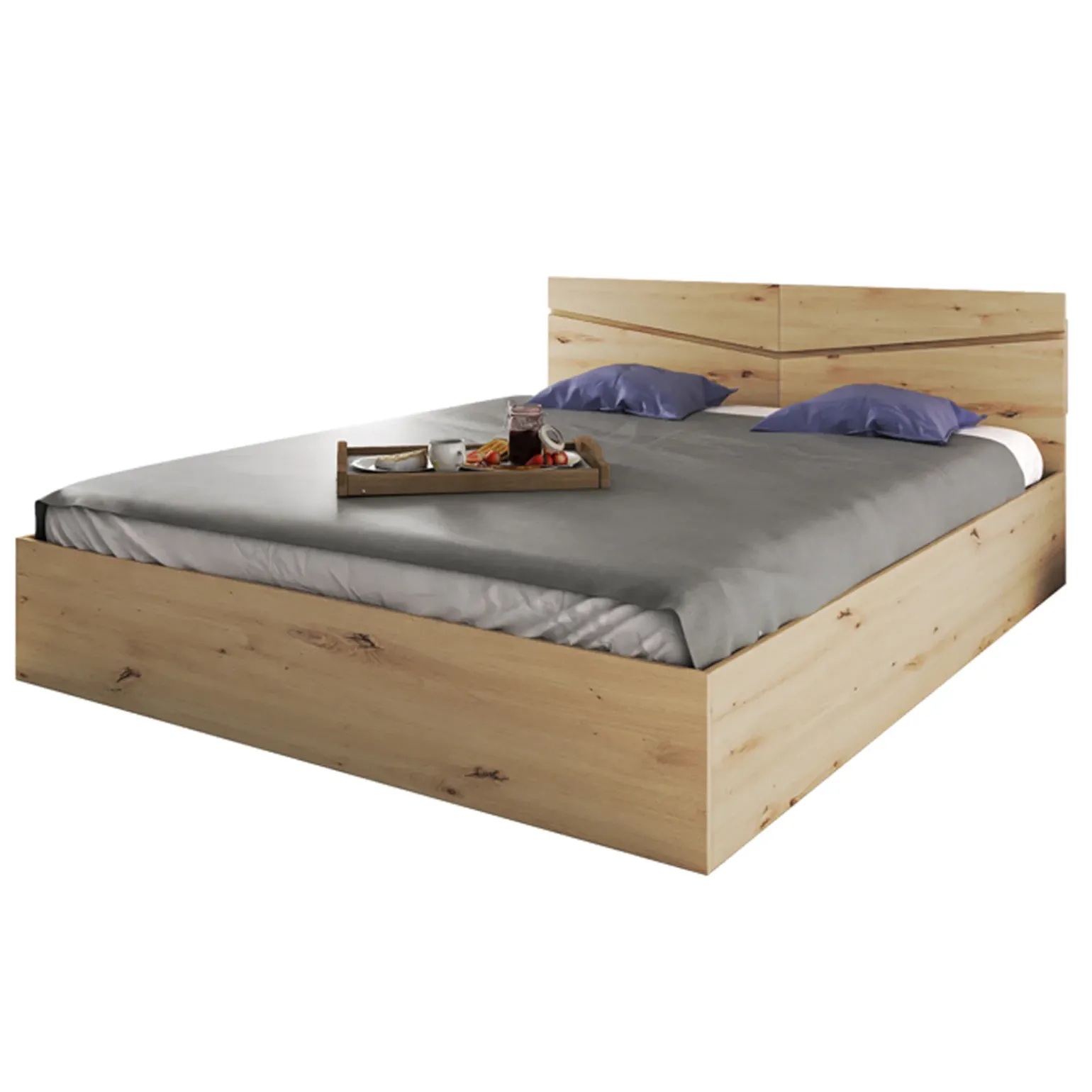 Letto 140x200cm alla francese contenitore rovere rustico Camilla Gihome®