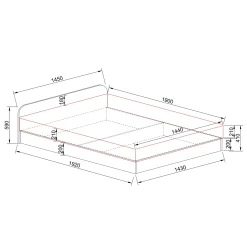 Letto 140x190cm alla francese contenitore moderno rovere rustico Carrisi