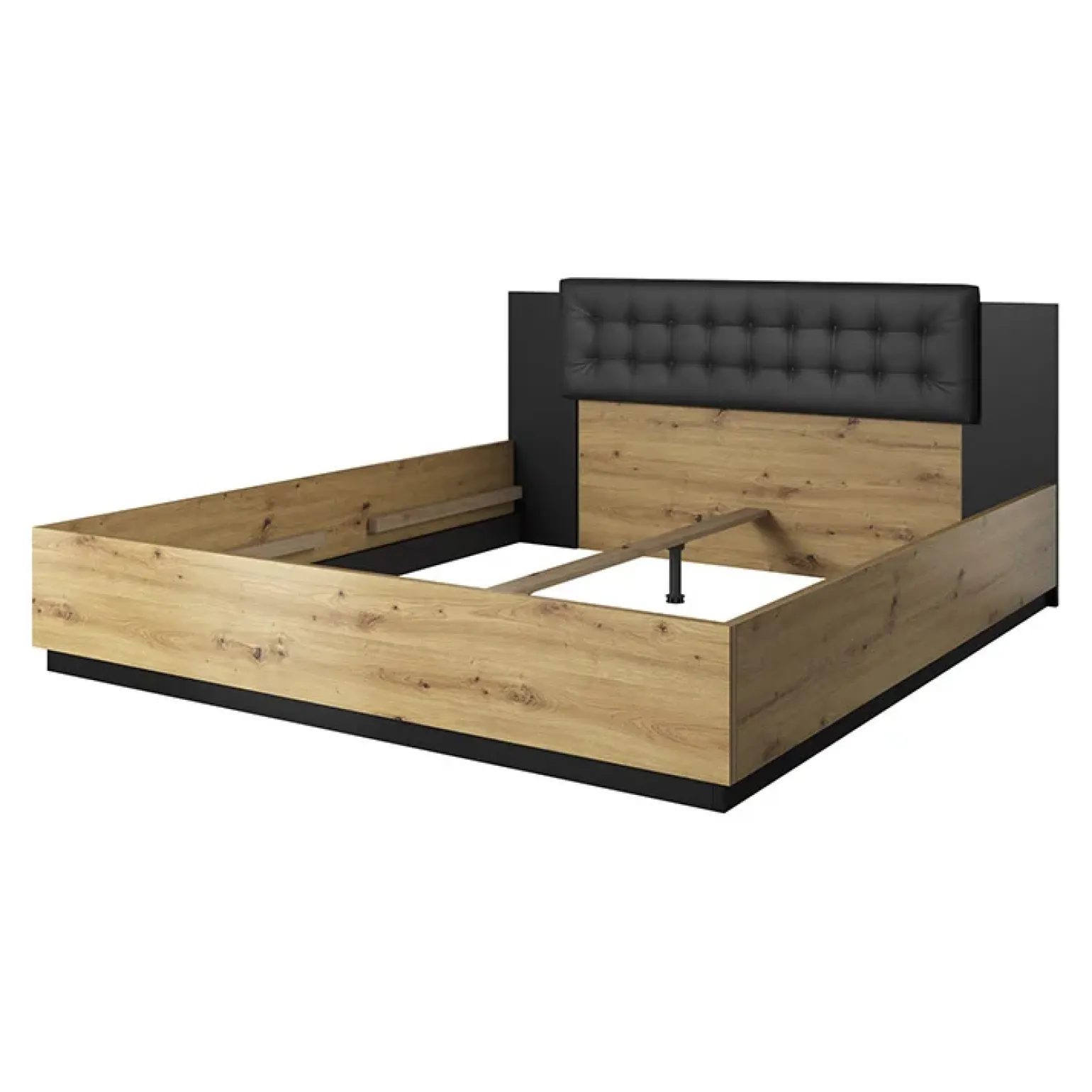 Letto 140x200cm alla francese rovere nero Vulcano