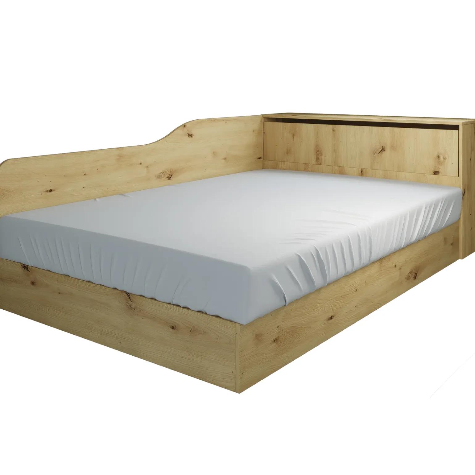 Letto 120x190cm contenitore una piazza e mezza con comò rovere rustico Joel