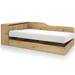 Letto 120x190cm contenitore una piazza e mezza con comò rovere rustico Joel