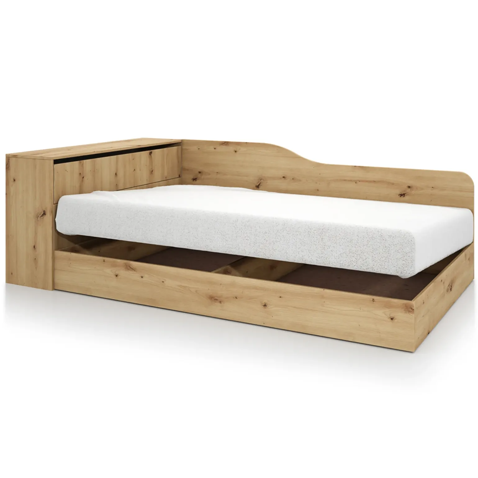 Letto 120x190cm contenitore una piazza e mezza con comò rovere rustico Joel