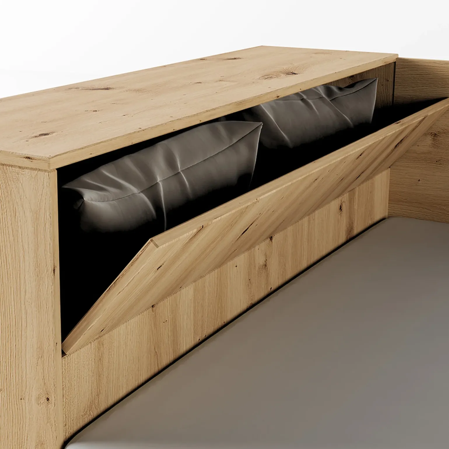 Letto 120x190cm contenitore una piazza e mezza con comò rovere rustico Joel