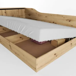 Letto 120x190cm contenitore una piazza e mezza con comò rovere rustico Joel