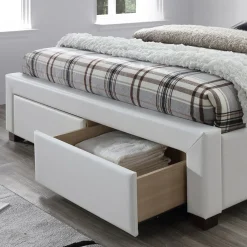 Letto 160x200cm matrimoniale con cassetti ecopelle bianco Mestre Gihome®