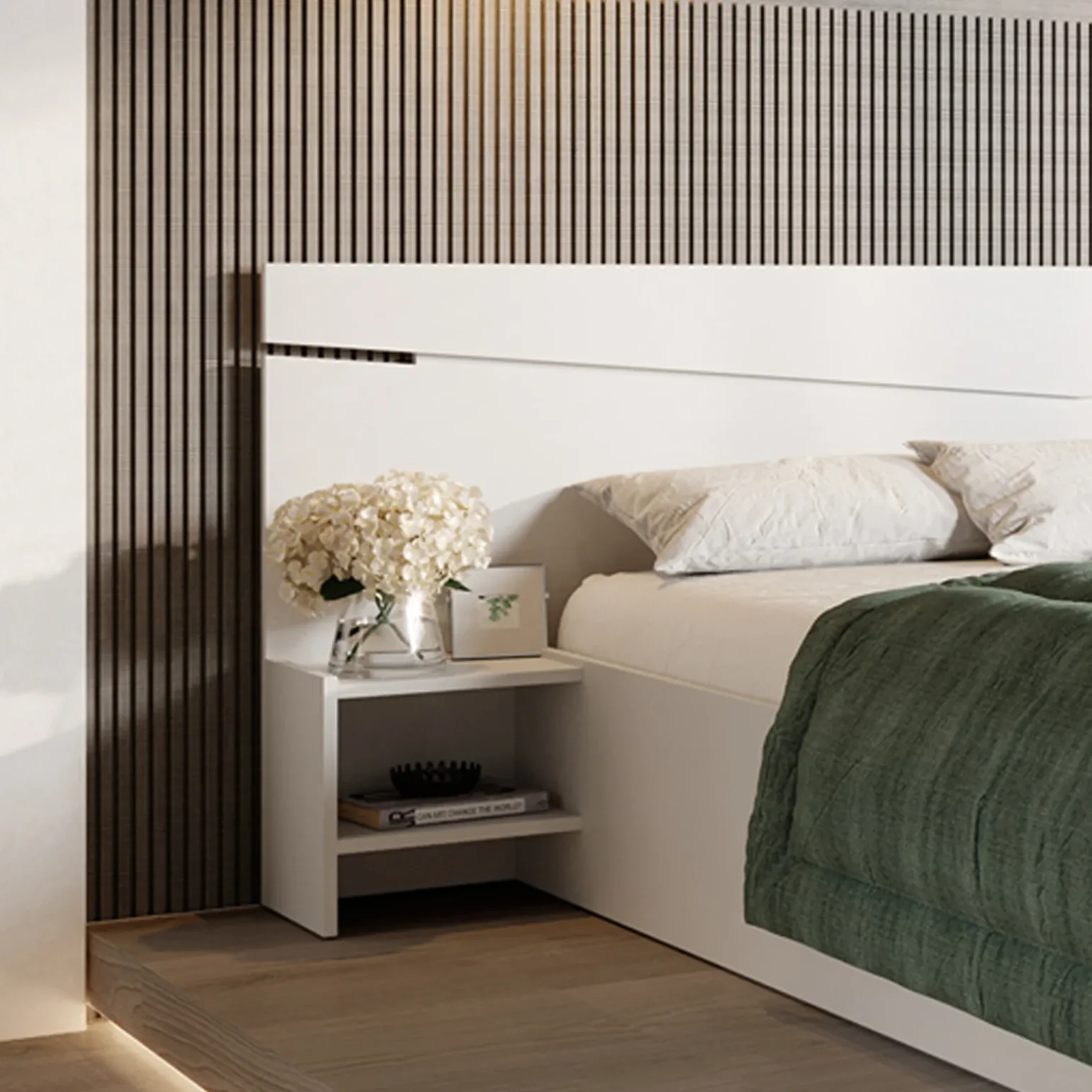 Letto 160x200cm matrimoniale con comodini bianco opaco Camilla Gihome®
