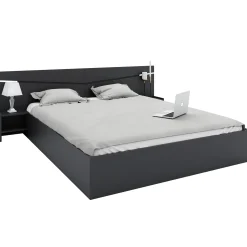Letto 160x200cm matrimoniale con comodini antracite Camilla Gihome®