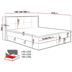 Letto 160x200cm matrimoniale continentale con contenitore e topper rovere grigio Tallin