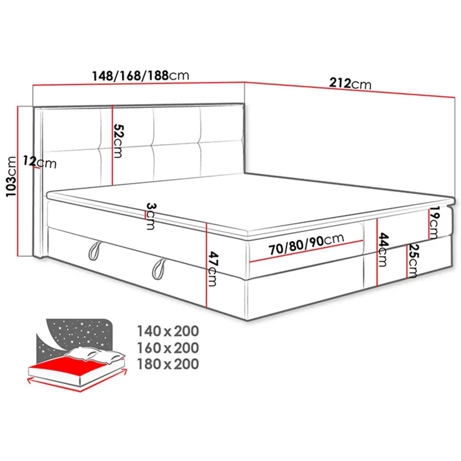 Letto 160x200cm matrimoniale continentale con contenitore e topper rovere grigio Tallin