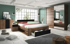 Letto 160x200cm matrimoniale contenitore rovere nero opaco Lisbona Gihome®
