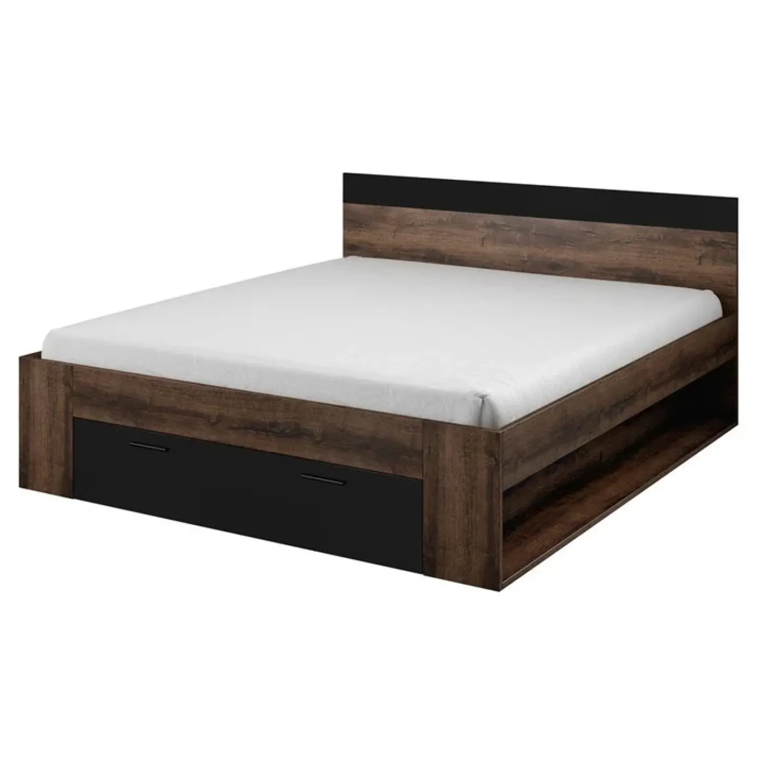Letto 160x200cm matrimoniale contenitore rovere nero opaco Lisbona Gihome®