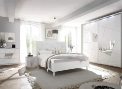 Letto 160x195cm matrimoniale imbottito bianco laccato opaco Olimpo