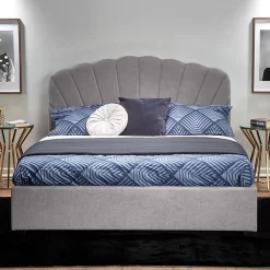 Letto 160x200cm matrimoniale imbottito con cassetto grigio chiaro Mezzola